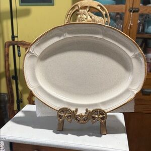 Classic Cream Platter with Gold Accent